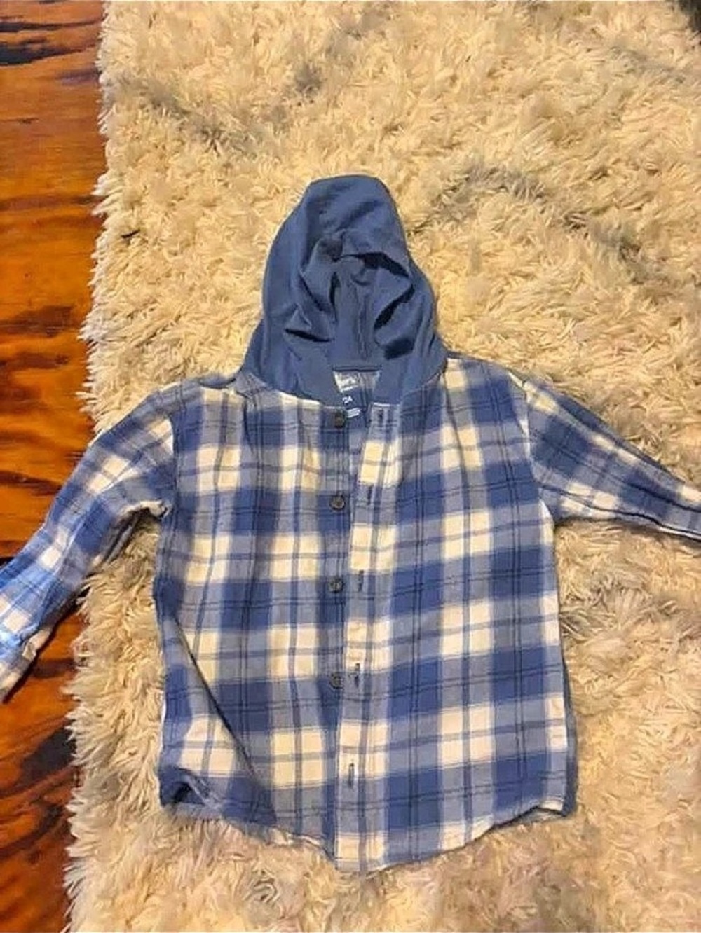 Carter's Boys Plaid Hooded Button-Down Shirt Blue & White
